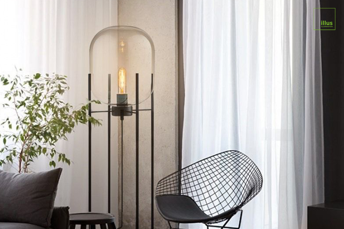 Metal & Hand-blown Glass Floor Lamp 