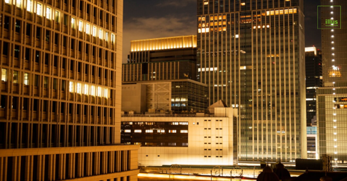 City-commercial-building-lighting-night-scene